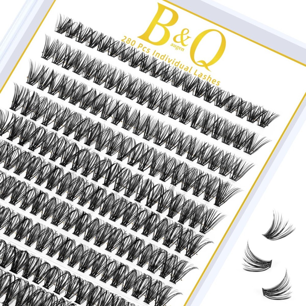 B&Q Lash Clusters 280PCS Natural Eyelash Clusters 40D C 14mm Individual Lash Wispy Eyelash Extension with Soft Thin Band Classic Look Pestaas Postizas Comfortable DIY at Home(40D-C-14mm)