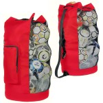 Fitdom Heavy Duty XL Soccer Mesh Equipment Ball Bag w/Adjustable Shoulder Strap Design for Coach. with an Over-Sized Front Pocket for Sporting Accessories. Best for All Outdoor & Water Gears