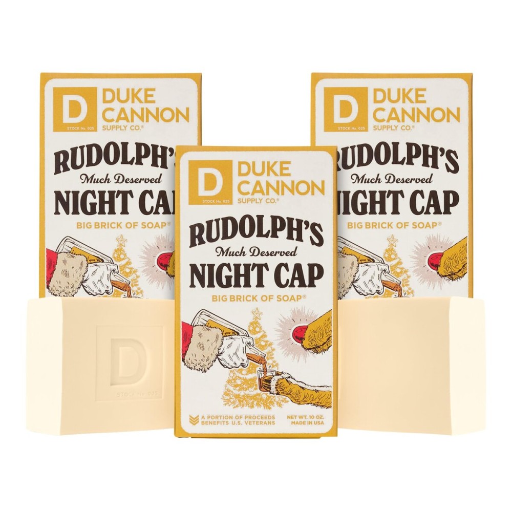 Duke Cannon Supply Co. Big Brick of Soap Bar for Men Holiday Edition - Rudolph\'s Much Deserved Night Cap (Cinnamon and Antique Wood Scent), 10 oz. (3 Pack)