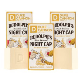 Duke Cannon Supply Co. Big Brick of Soap Bar for Men Holiday Edition - Rudolph\'s Much Deserved Night Cap (Cinnamon and Antique Wood Scent), 10 oz. (3 Pack)