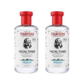 THAYERS Alcohol-Free, Hydrating, Unscented Witch Hazel Facial Toner with Aloe Vera Formula, Vegan, Dermatologist Tested and Recommended, 12 Oz (Pack of 2)