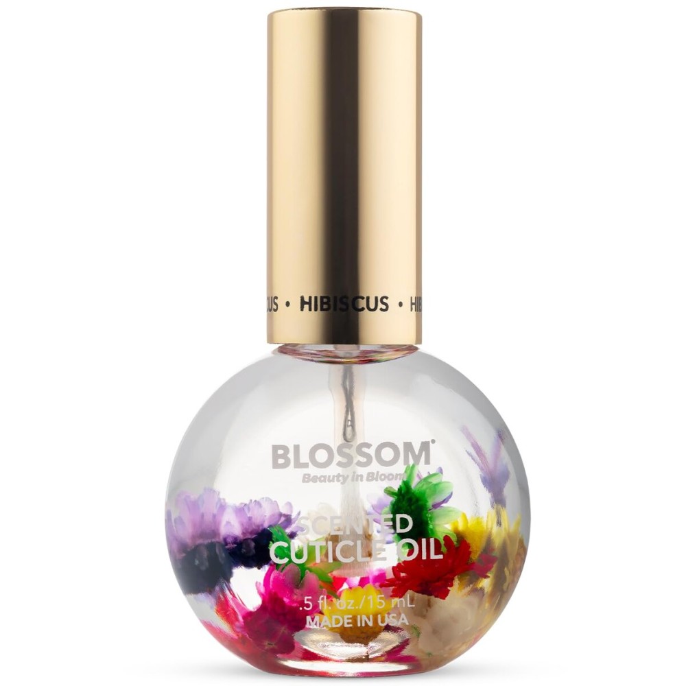 Blossom Cuticle Oil for Nails, Hydrating, Moisturizing, Scented Nail Oil Cuticle Care, Infused with Real Flowers, Made in USA, 0.5 fl. oz, Hibiscus