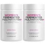 Codeage Womens Daily Multivitamin, 25+ Vitamins & Minerals, Fermented, Organic Whole Foods, Probiotics Supplement - Vitamin A, B, C, D, E & K, Omega 3, Zinc - Vegan - 2 Pack