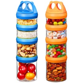 SELEWARE Portable Stackable Food Storage Containers for Snacks Formula Powder and Drinks Twist Lock System Airtight Leak-proof BPA and Phthalate Free Blue and Orange