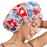 Aquior Large Shower Cap, Shower Cap for Women Reusable Waterproof, Bath Hair Cap for All Hair Lengths,for Ladies, Men and Kids (Flower)