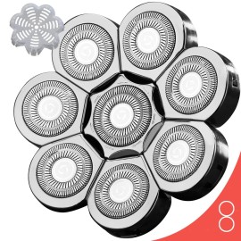 FOXSONIC 8 Blades Head Shaver Replacement Heads for Many Main Brands Electric Shaver Razor Bald Men