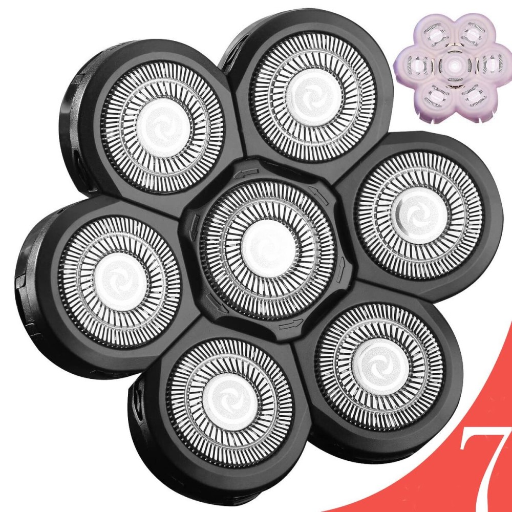 FOXSONIC 7 Blades Compatible with Wyklaus SHPAVVER shaver Head Shaver Replacement Heads 7 Heads for Many Main Brands Electric Shaver Razor Bald Men Head Shaver Blades