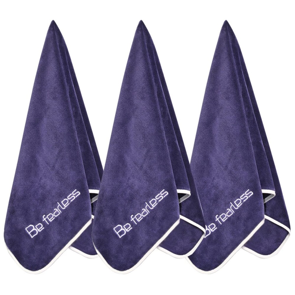 Wuwahold Microfiber Gym Towels Bigger Size Super Soft for Exercise Fitness, Sports, Workout, 380-GSM 15-Inch x 31-Inch Quick-Drying Towels (3 Pack, Navy Blue)