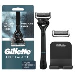 Gillette Intimate Razor for Men, Mens Pubic Razors for Manscaping, Gentle and Easy to Use, Designed For Pubic Hair, 1 Handle, 2 Blade Refills