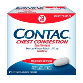Contac Chest Congestion, Maximum Strength Expectorant Controls Cough and Thins and Loosens Mucus, Extended Release Tablets, Guaifenesin 1200 mg, Extended Release Tablets, 21 Count
