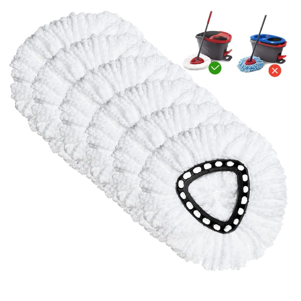 Spin Mop Replacement Head 6 Pack Mop Refill Compatible with Ocedar Triangle Swivel Mops Microfiber Swivel Mop Refill,Deep Clean,Machine Washable and Easy to Replace