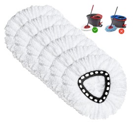 Spin Mop Replacement Head 6 Pack Mop Refill Compatible with Ocedar Triangle Swivel Mops Microfiber Swivel Mop Refill,Deep Clean,Machine Washable and Easy to Replace