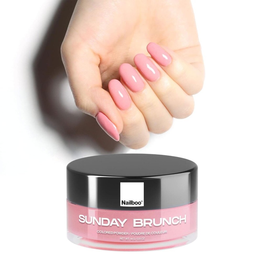 Nailboo Dip Powder for Nails, Sunday Brunch - Warm Pink Nail Dipping Powder, Custom Made with Highly Pigmented Ultra-Fine Formula, No UV Light Needed, DIY Nails at Home for Beginners or Pros, 0.5 oz