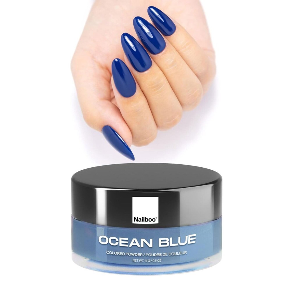 Nailboo Dip Powder for Nails, Ocean Blue - Deep Navy Blue Nail Dipping Powder, Custom Made with Highly Pigmented Ultra-Fine Formula, No UV Light Needed, DIY Nails at Home for Beginners or Pros, 0.5 oz