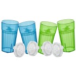 Reflo Smart Cup Bundle (Blue & Green 4-Pack) Slow-Spill Toddler Transition Training, Montessori Weaning Cup Teaches Real Drinking Skills, 360 Rim Flow-Control, Made in USA, E-Guide via QR Code
