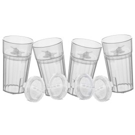 Reflo Smart Cup Bundle (Clear 4-Pack) Montessori Weaning Training for Toddlers Learning to Drink, Slow-Spill 360 Rim Flow-Control Open-Cup Design, BPA-Free, Made in USA, E-Guide via QR Code