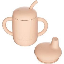 Cuddle Campus Sippy Cups 7OZ, [4 in 1] Baby Cups, Shatterproof Silicone Straw Cup,Open Cup for 6M, 6M+,6-12 Months,1/1+ Year Old Baby,Toddler