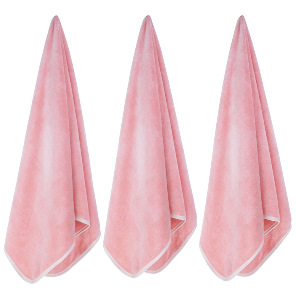 Wuwahold Microfiber Gym Towels Bigger Size Super Soft for Exercise Fitness, Sports, Workout, 380-GSM 15-Inch x 31-Inch Quick-Drying Towels (3 Pack, Pure Pink)