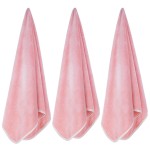 Wuwahold Microfiber Gym Towels Bigger Size Super Soft for Exercise Fitness, Sports, Workout, 380-GSM 15-Inch x 31-Inch Quick-Drying Towels (3 Pack, Pure Pink)