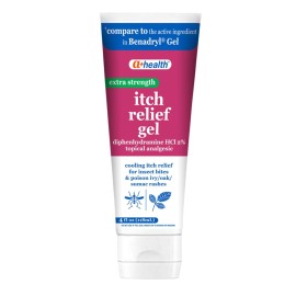 A+Health Extra Strength Itch Relief Gel, Diphenhydramine HCl 2% Topical Analgesic, Relives Itching and Pain for Bug Bites, Rashes, Poison Ivy, Oak Sumac, Made in USA, 4 Ounces