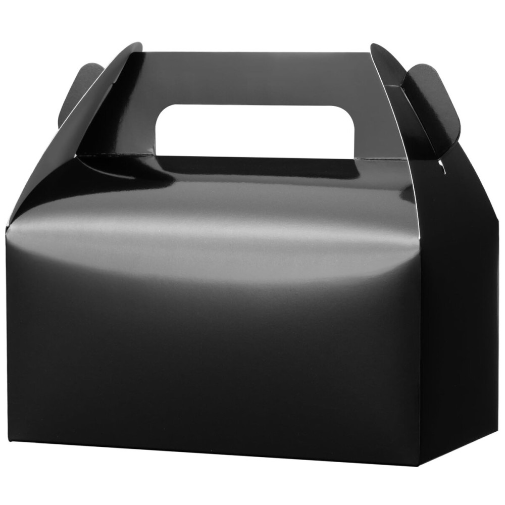 UnicoPak 30 Pack Black Gable Treat Boxes, Party Favor Boxes, Gift Boxes for Kids, for Snacks, Candy, Toys, Birthday Party, Wedding, Halloween, Christmas - 6.5x3.5x3.5 Inches