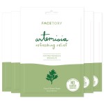 FACETORY K Beauty Face Mask Skin Care - ARTEMISIA REFRESHING RELIEF Sheet Mask with Artemesia Plant Extract | Soothes Redness & Breakouts (5 Pack)