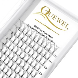 QUEWEL Premade Lash Fans, 5D Premade Fans Eyelash Extensions 0.07mm Thickness D Curl 11mm Volume Lash Extensions Short Stem Pre Made Fans Eyelash Extensions(5D 0.07D 11mm New)