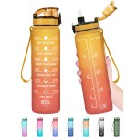 Enerbone 32 oz Water Bottle, Leakproof BPA & Toxic Free, Motivational Water Bottle with Times to Drink and Straw, Fitness Sports Water Bottle with Strap for Office, Gym, Outdoor Sports