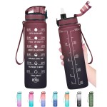 Enerbone Water Bottle, Leakproof BPA & Toxic Free, Motivational Water Bottle with Times to Drink and Straw, Fitness Sports Water Bottle with Strap for Office, Gym, Outdoor Sports