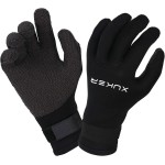XUKER Water Gloves, 5mm Neoprene Five Finger Warm Wetsuit Winter Gloves for Scuba Diving Snorkeling Paddling Surfing Kayaking Canoeing Spearfishing Skiing (5mm Black Kevlar, M)
