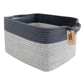 COMFY-HOMI Cotton Rope Woven Basket with Handles for Shelves,Toys,Book, Cloth Storage Baskets Bin for Organizing-13.5x11x9.5 Toy Decorative Organizer for Living Room, Bathroom-Light Grey