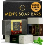 O Naturals Bar Soap for Men - 3-Pcs Mens Soap Bar - Natural Soap - Mens Soap - Body Men Soap Bars - Natural Soap for Men - Organic Men\'s Soap Bars - Exfoliating Bar Soap - African Black,Cedarwood,Mint