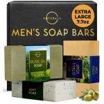 O Naturals Bar Soap for Men - 3-Pcs Mens Soap Bar - Natural Soap - Mens Bar Soap - Body Soap Bars - Men Soap - Natural Soap for Men - Organic Men\'s Soap Bars - Exfoliating Soap Bar - Citrus,Olive&Mint