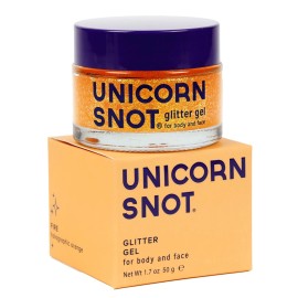 UNICORN SNOT Holographic Face Glitter & Body Glitter Gel | Holiday Glitter Makeup: Stocking Stuffers & Christmas Gift | Hair Glitter, Vegan & Cruelty-Free, 1.7 oz Orange Glitter (Fire)