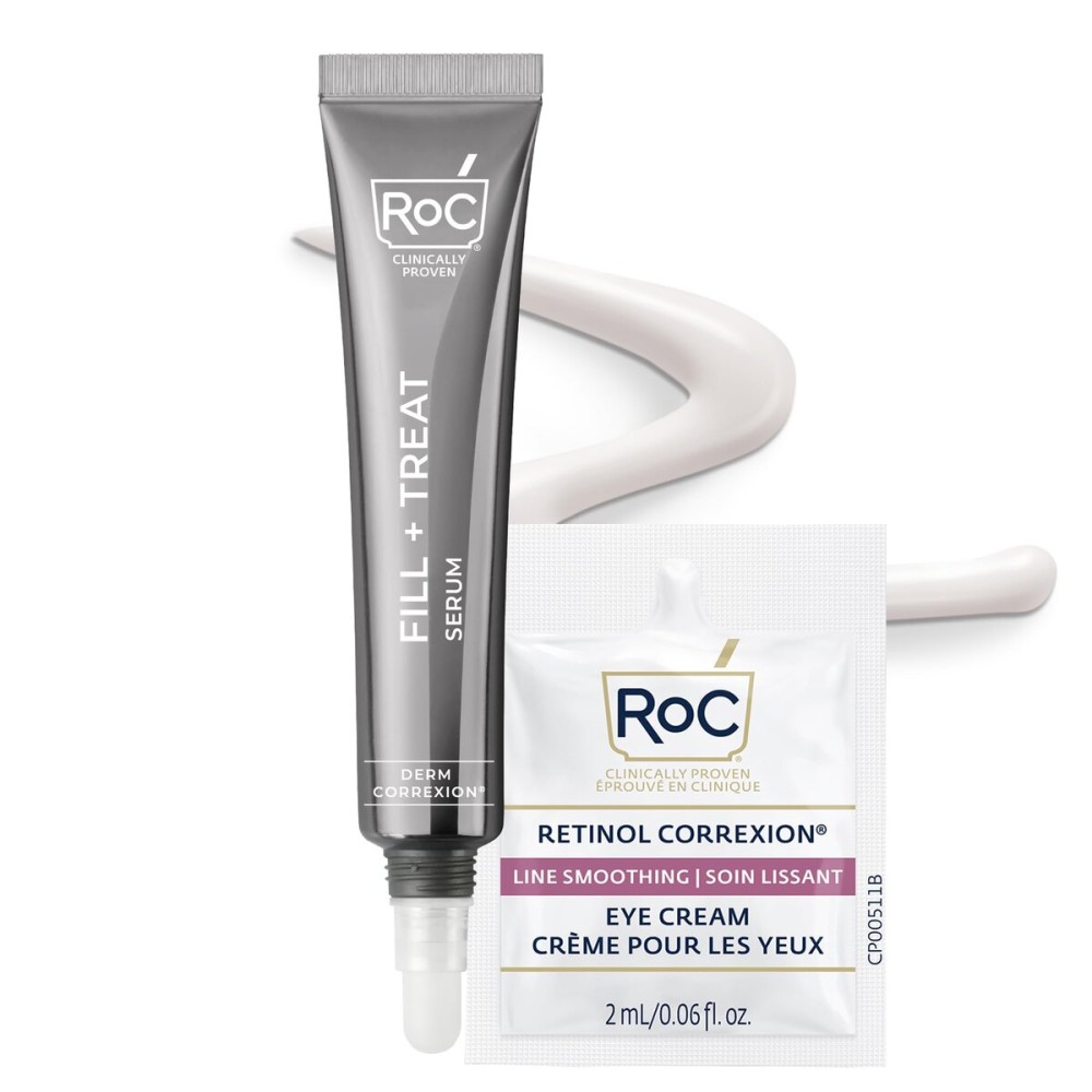 RoC Derm Correxion Fill + Treat Advanced Retinol Serum, Wrinkle Filler Treatment with Hyaluronic Acid for Crow\'s Feet, 11 Wrinkles, & Laugh Lines, (.5 fl oz) with Retinol Packette (Packaging May Vary)