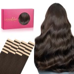 WENNALIFE Tape in Hair Extensions Human Hair, 20pcs 50g 18 inch Light Dark Brown Remy Hair Extensions Straight Human Hair Tape in Extensions Skin Weft Tape Extensions Human Hair
