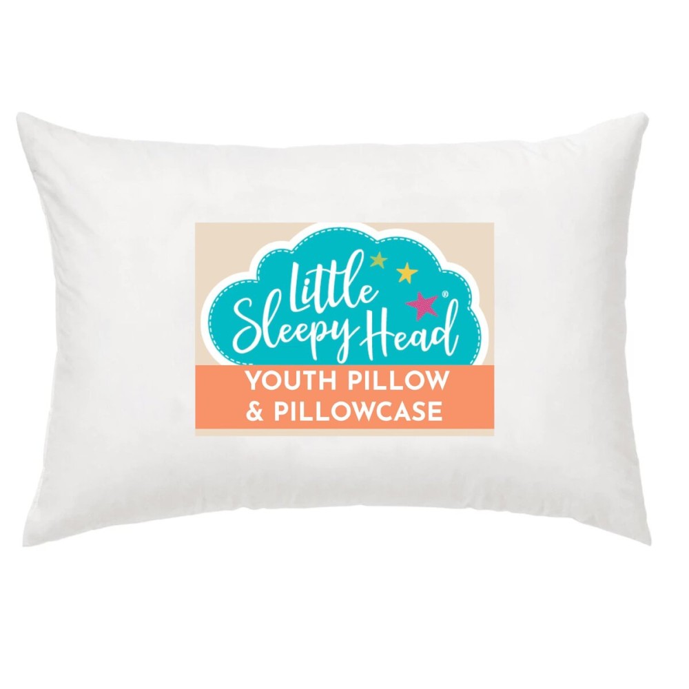 Little Sleepy Head Youth Pillow with Pillowcase 16x22, Soft Jumbo Toddler Pillow & Hypoallergenic Pillowcase - Best Kids Pillows for Sleeping, Perfect Kids Travel Pillow (White)