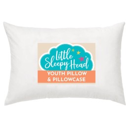 Little Sleepy Head Youth Pillow with Pillowcase 16x22, Soft Jumbo Toddler Pillow & Hypoallergenic Pillowcase - Best Kids Pillows for Sleeping, Perfect Kids Travel Pillow (White)