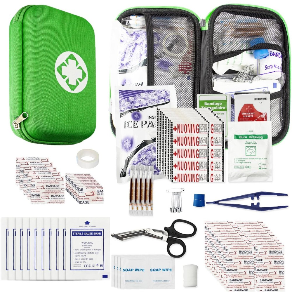 Car-Home Survival First-Aid Kit Emergency-Kit - Green 273Piece Equipment Travel Supplies First Aid Set Home Essentials Camping Hiking YIDERBO
