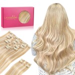 WENNALIFE Hair Extensions Clip In, 9pcs 20inch 150g Dirty Blonde Highlighted Bleach Blonde Thicker Clip In Hair Extensions Real Human Hair Remy hair extension Double Weft Clip in Human Hair Extensions