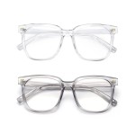PANNER 2Pack Oversized Blue Light Blocking Glasses for Women Men Square Computer Eyeglasses Reduce Eyestrain(Clear+Transparent Grey)