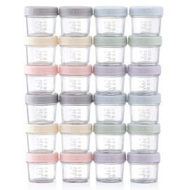 VITEVER 24-Pack Glass Baby Food Storage Containers - 4 oz Baby Food Storage Jars With Lids, Baby Food Maker, Microwave, Dishwasher & Freezer Safe