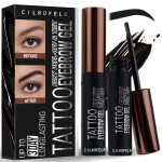 Cilrofelr Tattoo Peel Off Eyebrow Gel, Easy Tattoo Brow Peel Off Gel, Last Up to 3 Days, Waterproof, Transfer-proof, For Fuller & Defined Looking Brows, Gray Black (2 Pack)