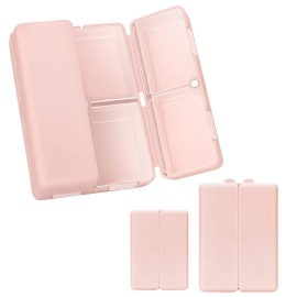 FYY 2 Pcs Daily Pill Organizer, 7 Compartments Portable Pill Case Travel Pill Organizer,[Folding Design] Pill Box for Purse Pocket to Hold Vitamins,Cod Liver Oil,Supplements and Medication-Pink