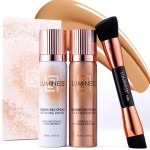 LUMINESS Airbrush Spray Silk Foundation Starter Kit - Medium - Foundation, Primer & Dual-Sided Angled Buffing Brush - Medium, Buildable Coverage, Anti-Aging Formula Hydrates & Moisturizes