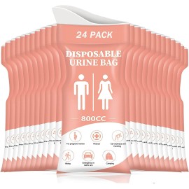 DIBBATU Disposable Urinal Bag, 24 PCS 800ML Emergency Urine Bag, Unisex Urinal Bag, Portable Camping Pee Bag, Travel Urine Bags Vomit Bag for Traffic Jams, Camping, Hiking, Pregnant, Patient, Kids