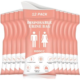 DIBBATU Disposable Urinal Bag,12 PCS 800ML Emergency Urine Bag, Unisex Urinal Bag, Portable Camping Pee Bag, Travel Urine Bags Vomit Bag for Traffic Jams, Camping, Hiking, Pregnant, Patient, Kid