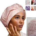 Reusable Shower Cap for Women Reusable Waterproof - Leakproof, Nonslip Hair Cap for Shower Flexiband - Soft, Breathable, Durable Christmas Shower Caps by SMPL OBJECTS (Blush)