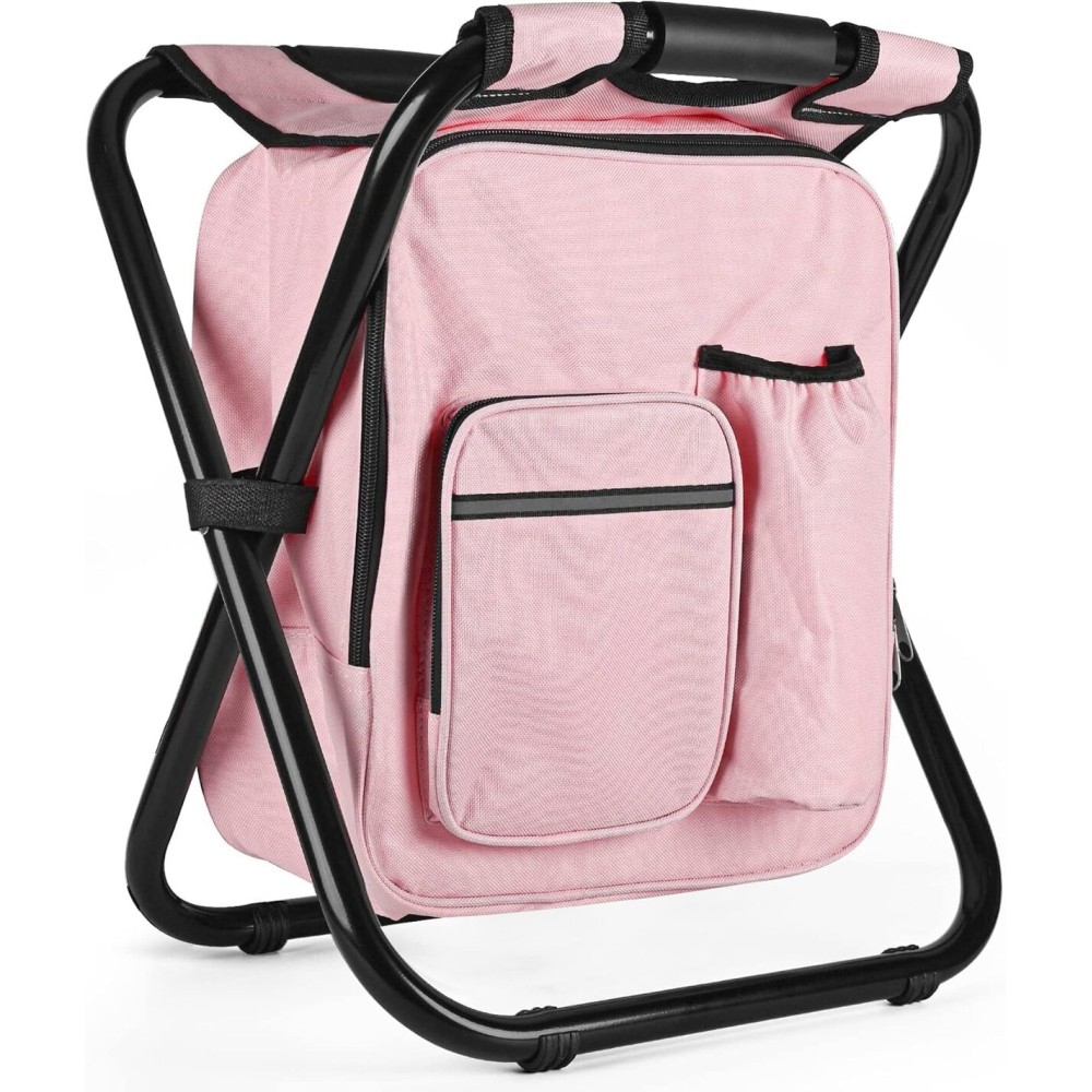 Kikerike Backpack Stool Cooler Chair Heavy Duty 300 LBS Max Load Portable Lightweight Stool Backpack Folding Fishing Cooler Seat for Camping Hunting Fishing