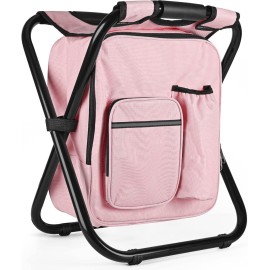 Kikerike Backpack Stool Cooler Chair Heavy Duty 300 LBS Max Load Portable Lightweight Stool Backpack Folding Fishing Cooler Seat for Camping Hunting Fishing